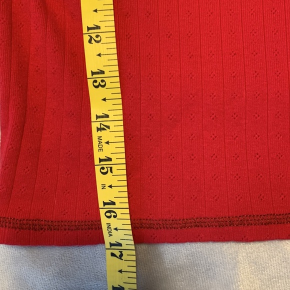 American eagle size small red mock neck long sleeve crop tshirt pointelle knit - Picture 8 of 9